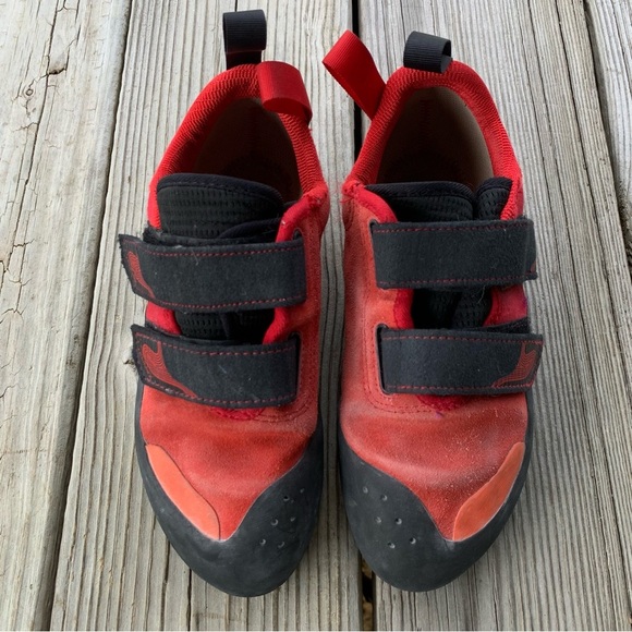 Climb X Rave Strap Climbing Shoes Mens US 6 / Womens US 7 EU 38 Red Hook & Loop - Picture 3 of 15